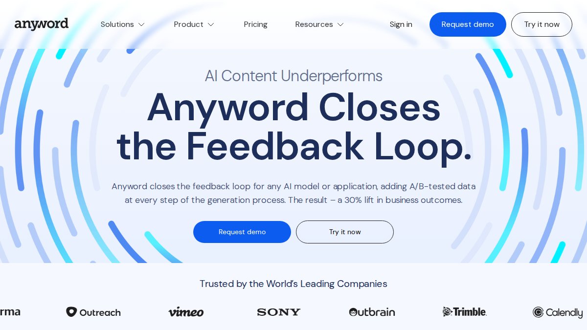 Screenshot of anyword.com interface