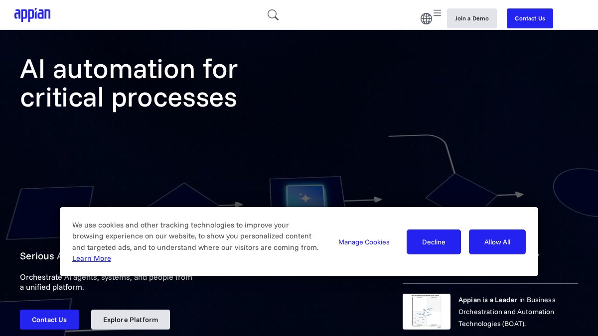 Screenshot of appian.com interface
