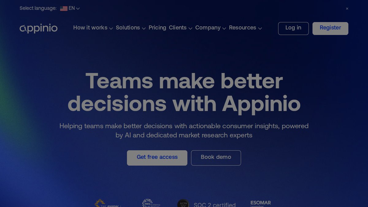 Screenshot of appinio.com interface