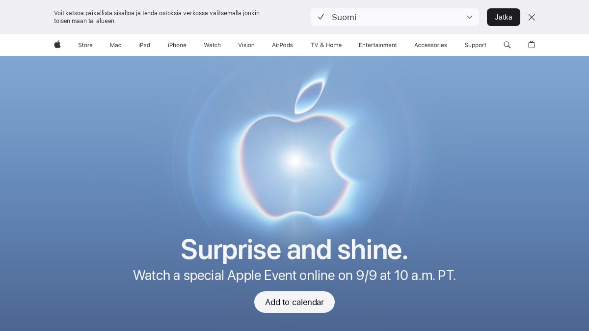 Screenshot of apple.com interface