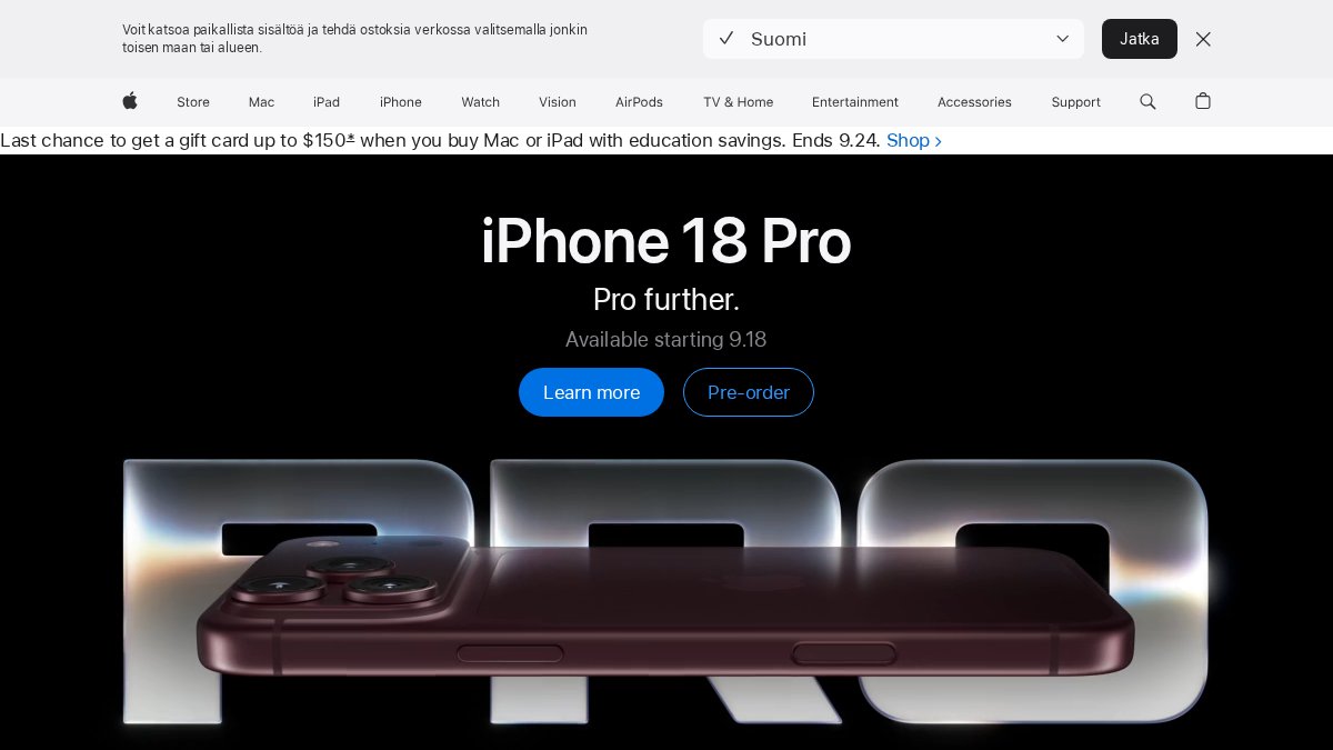 Screenshot of apple.com interface
