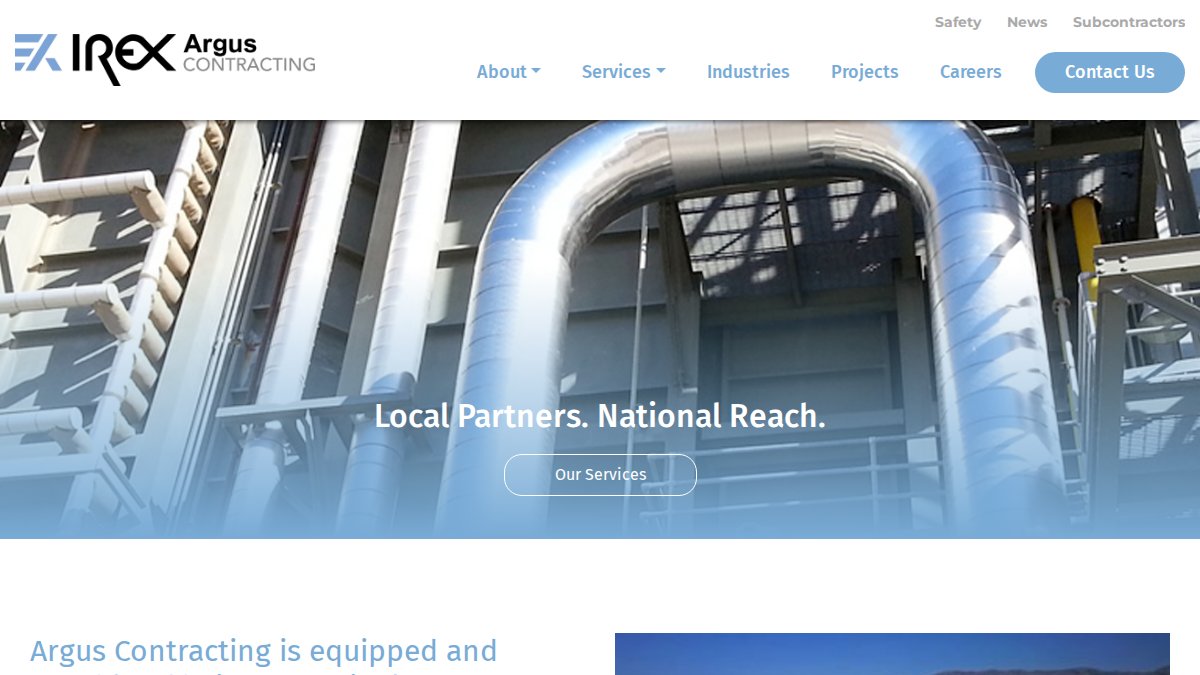 Screenshot of arguscontracting.com interface