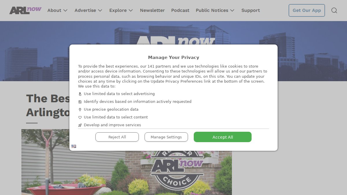 Screenshot of The Best Lawn Care Services In Arlington Va page on arlnow.com