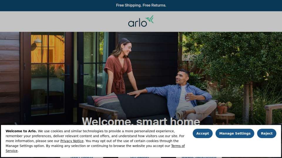 Screenshot of Doorbells page on arlo.com
