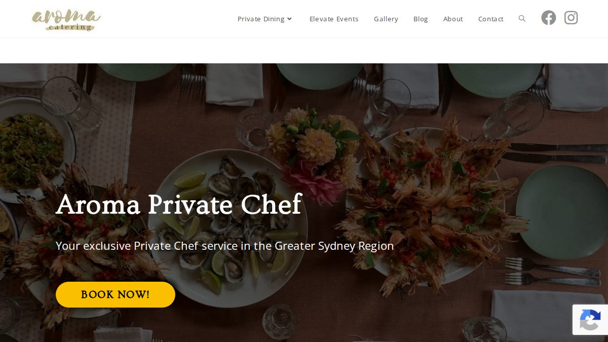 Screenshot of aromaprivatechef.com.au interface