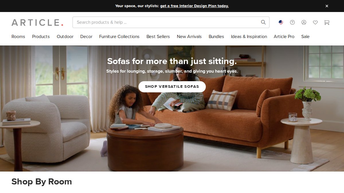 Screenshot of article.com interface