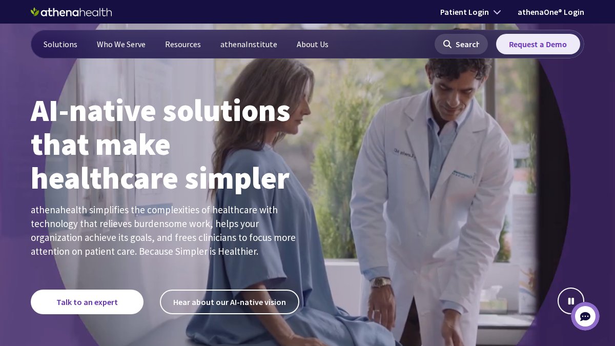 Screenshot of athenahealth.com interface