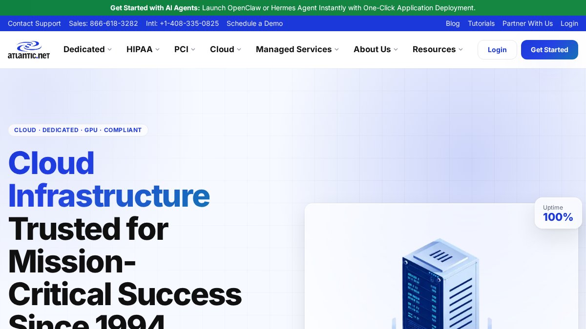 Screenshot of atlantic.net interface