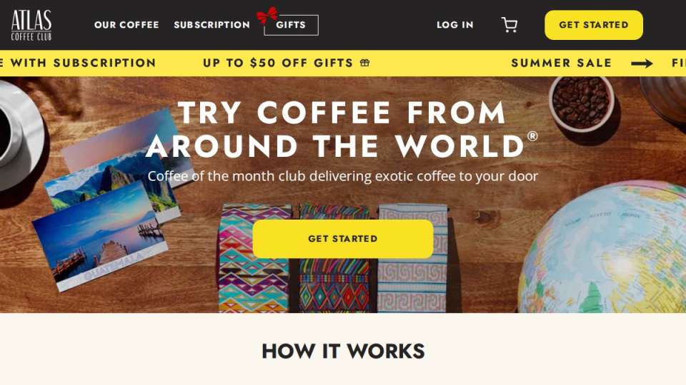 Screenshot of atlascoffeeclub.com interface