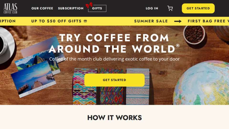 Screenshot of atlascoffeeclub.com interface