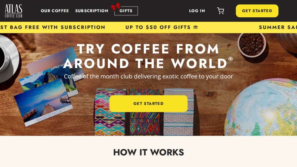 Screenshot of atlascoffeeclub.com interface