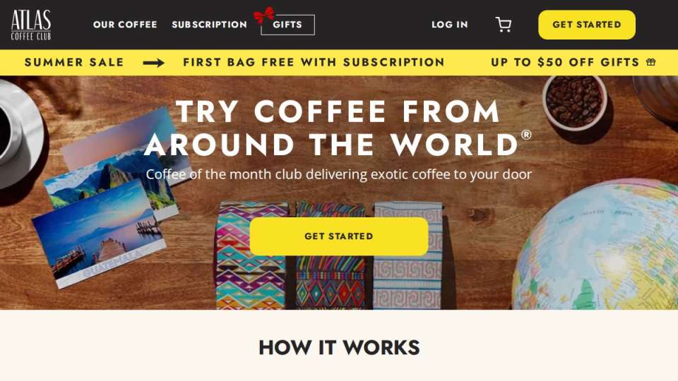 Screenshot of atlascoffeeclub.com interface