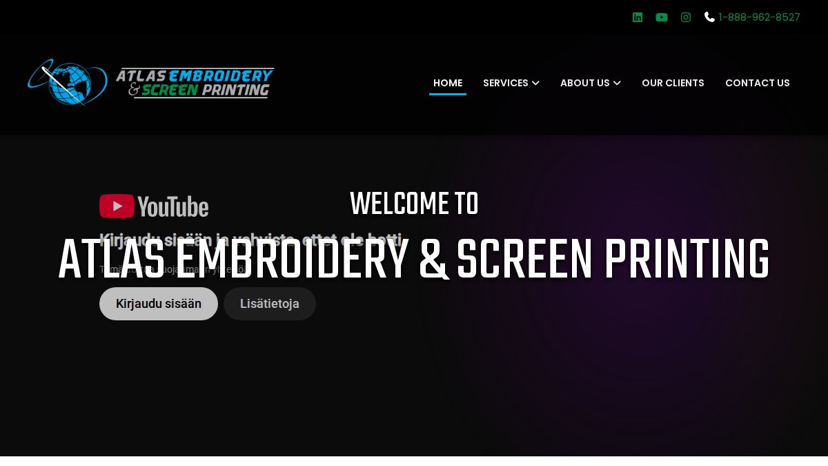 Screenshot of atlasembroidery.com interface