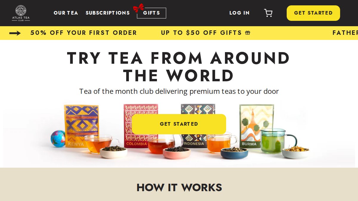Screenshot of atlasteaclub.com interface