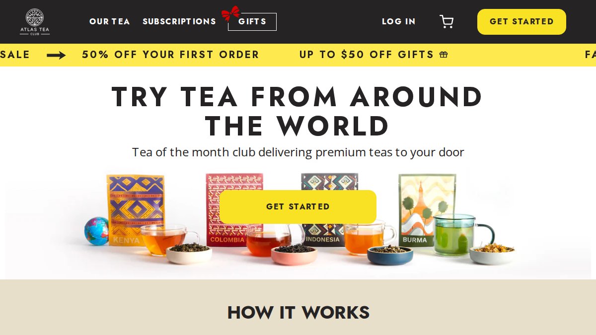 Screenshot of atlasteaclub.com interface