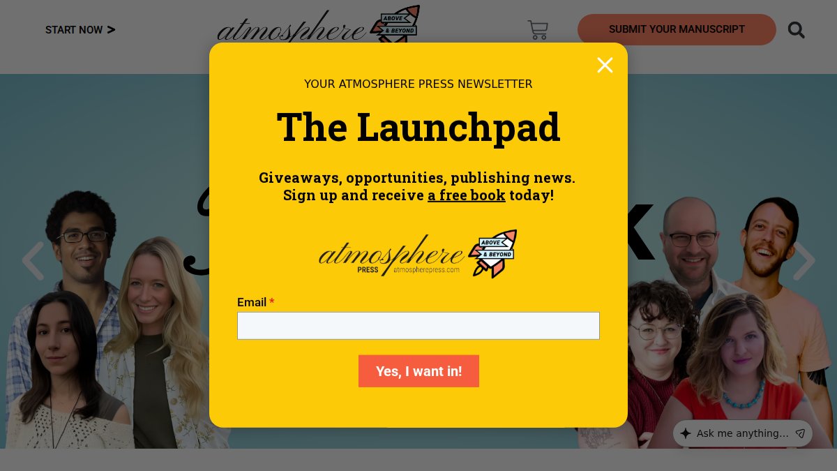 Screenshot of atmospherepress.com interface