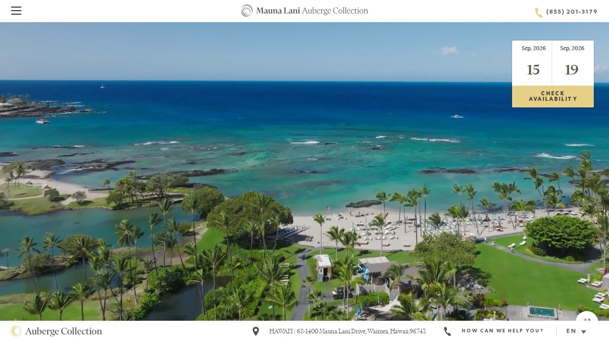 Screenshot of Maunalani page on aubergeresorts.com
