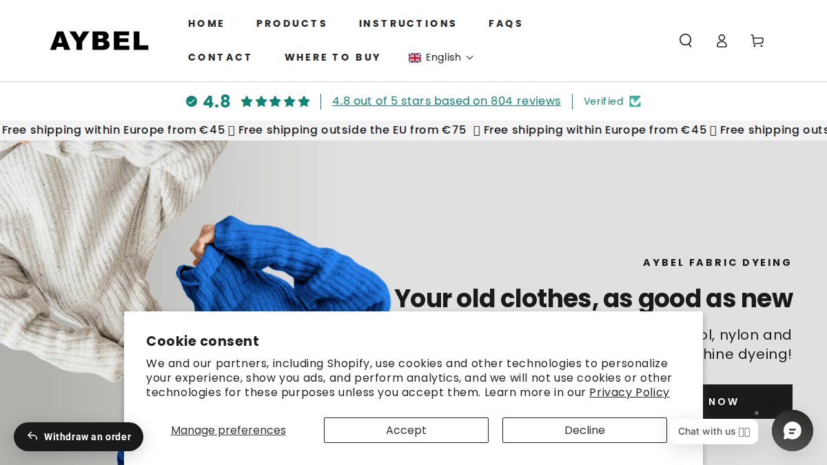 Screenshot of aybel.shop interface