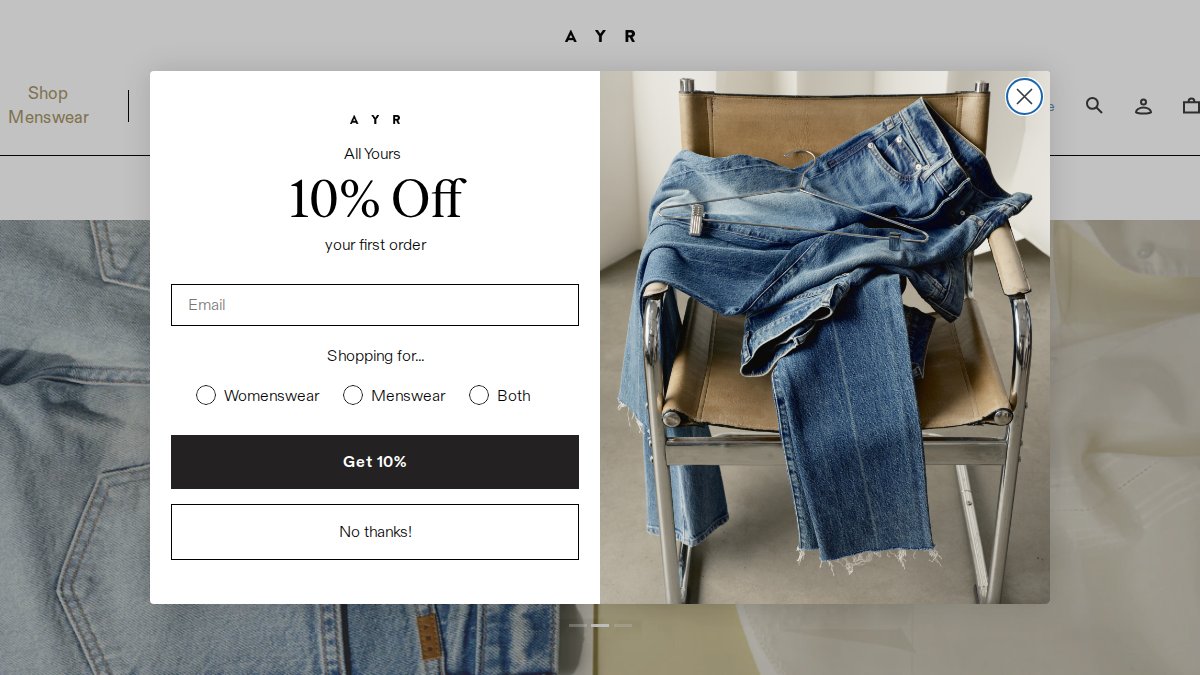 Screenshot of ayr.com interface