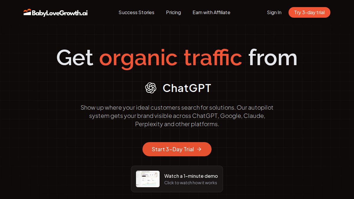 Screenshot of babylovegrowth.ai interface
