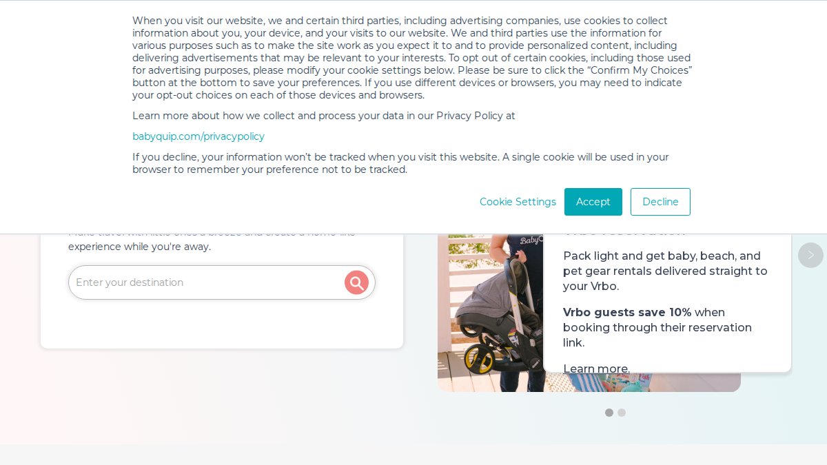 Screenshot of babyquip.com interface