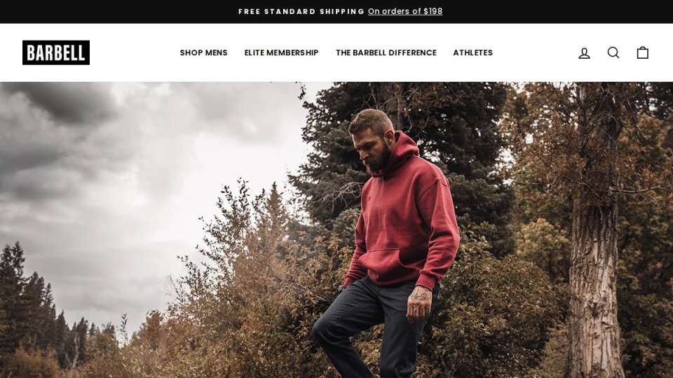 Screenshot of barbellapparel.com interface