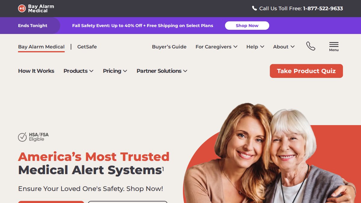 Screenshot of bayalarmmedical.com interface