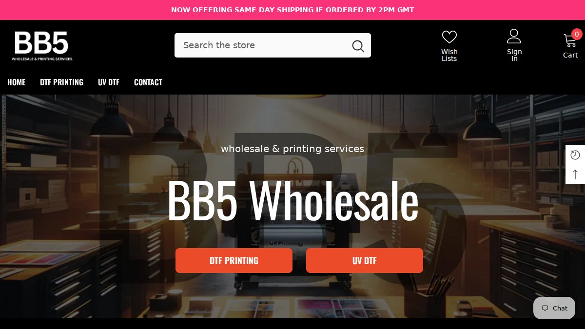 Screenshot of bb5wholesale.com interface