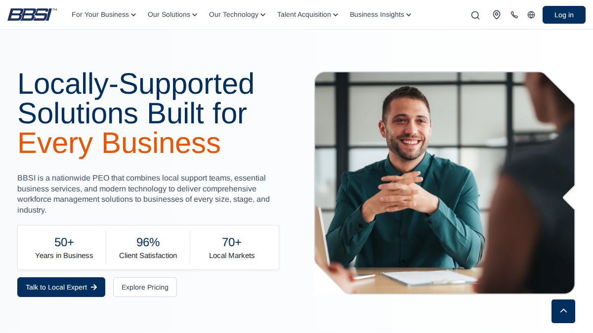Screenshot of bbsi.com interface