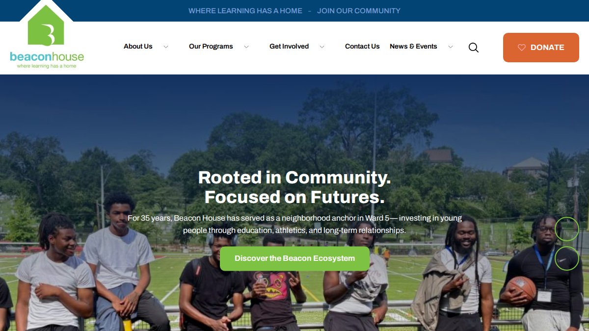 Screenshot of beaconhousedc.org interface