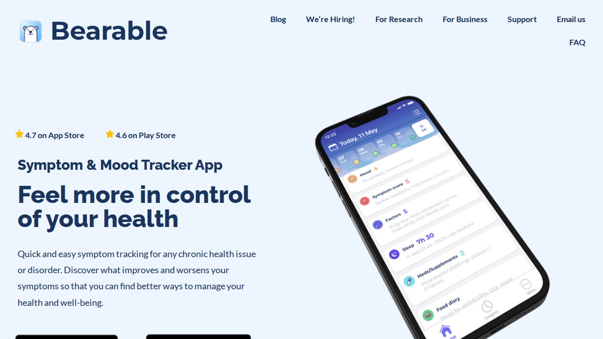 Screenshot of bearable.app interface