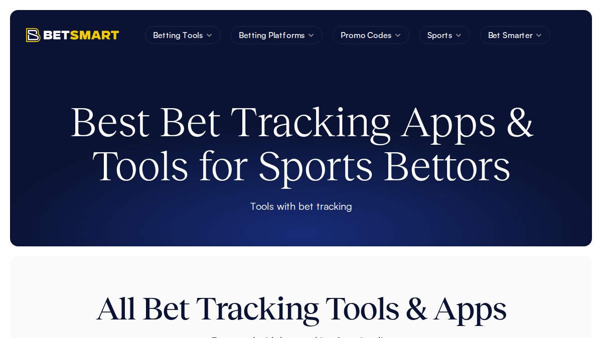 Screenshot of Bet Tracking page on betsmart.co
