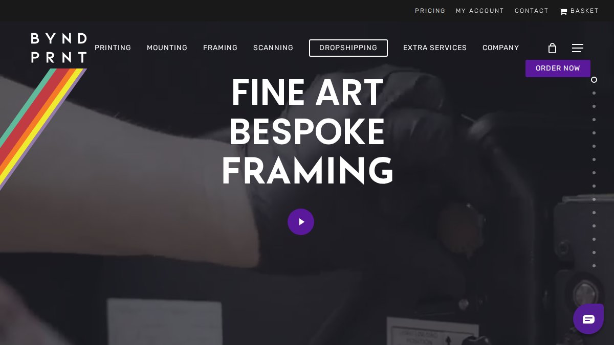 Screenshot of beyondprint.co.uk interface