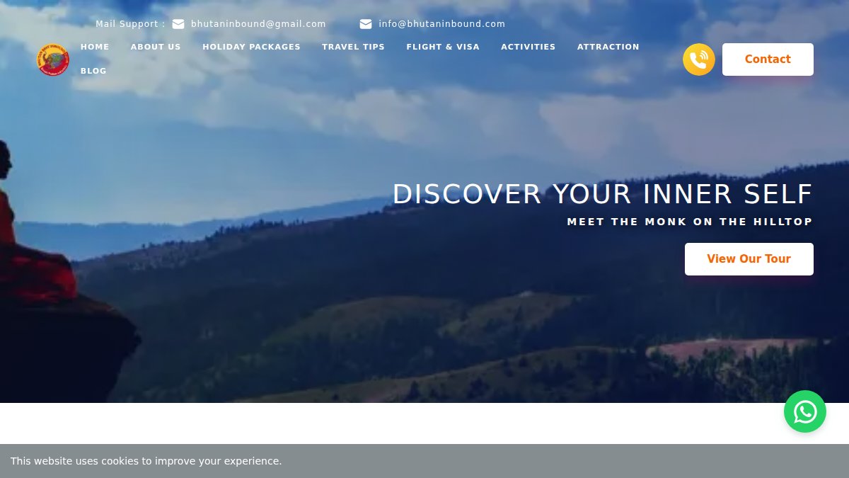 Screenshot of bhutaninbound.com interface