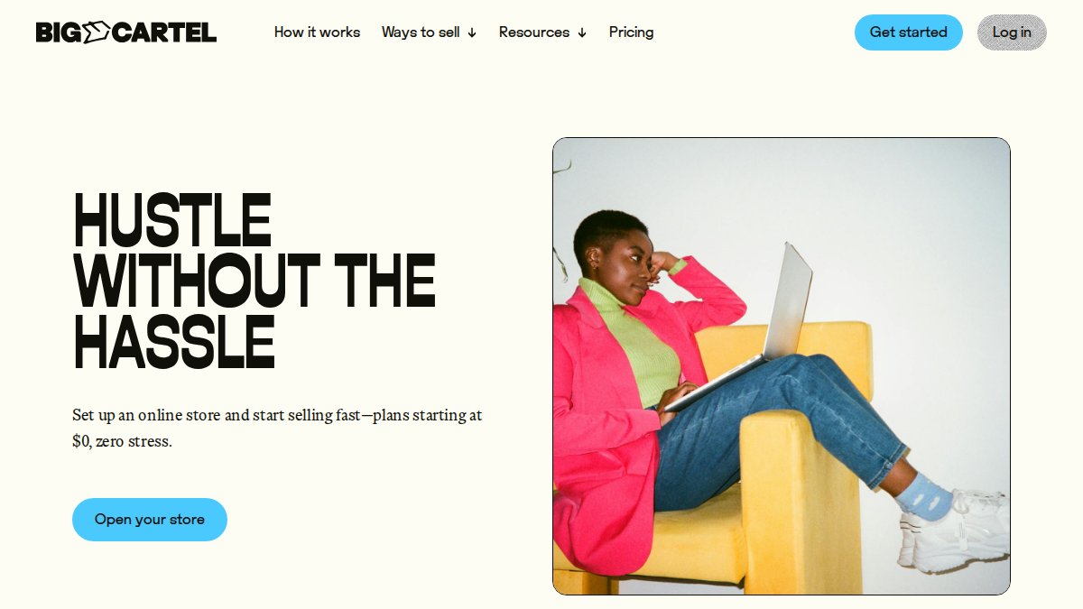 Screenshot of bigcartel.com interface