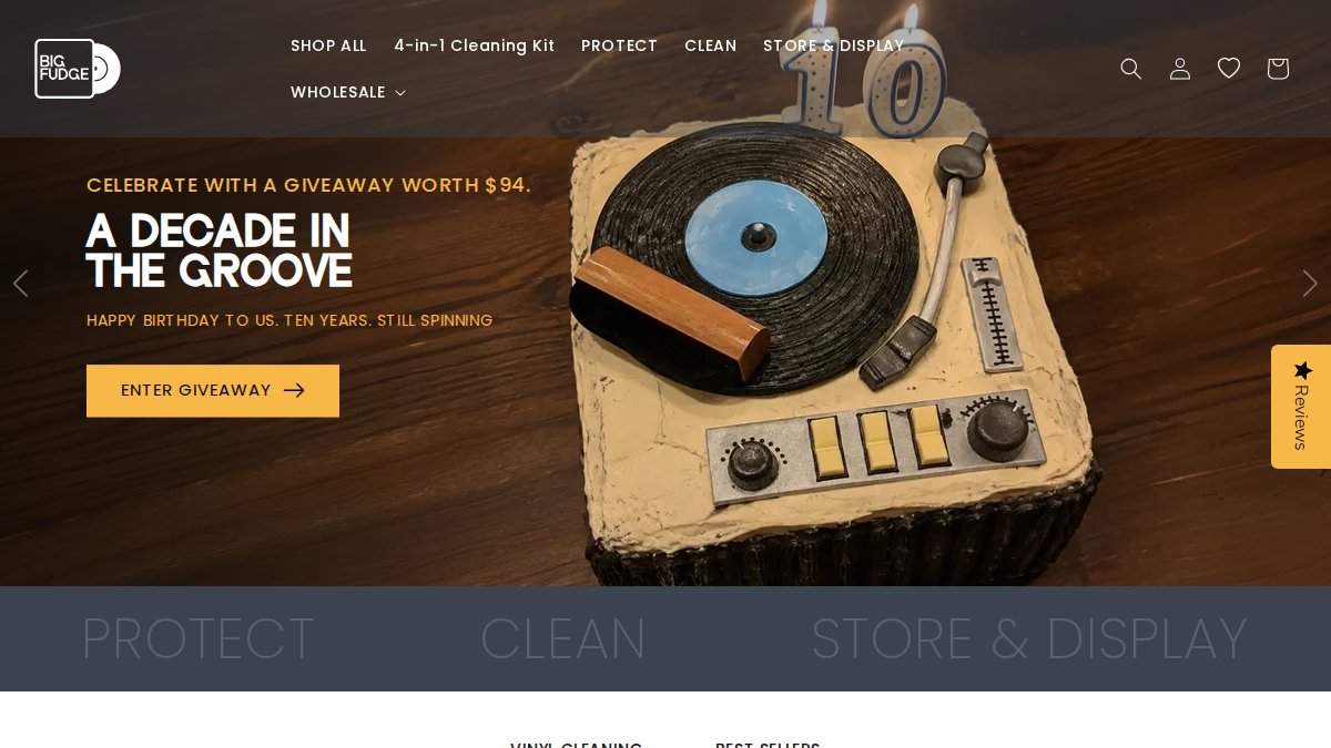 Screenshot of bigfudgevinyl.com interface