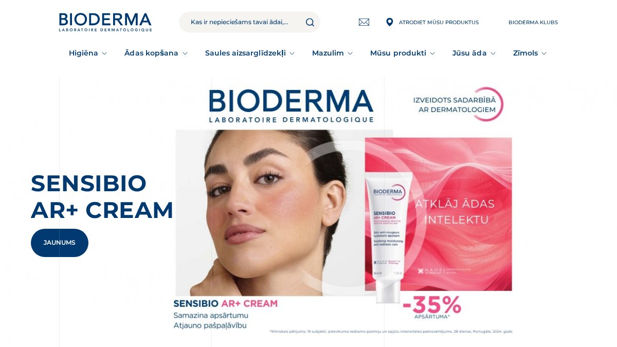 Screenshot of bioderma.lv interface