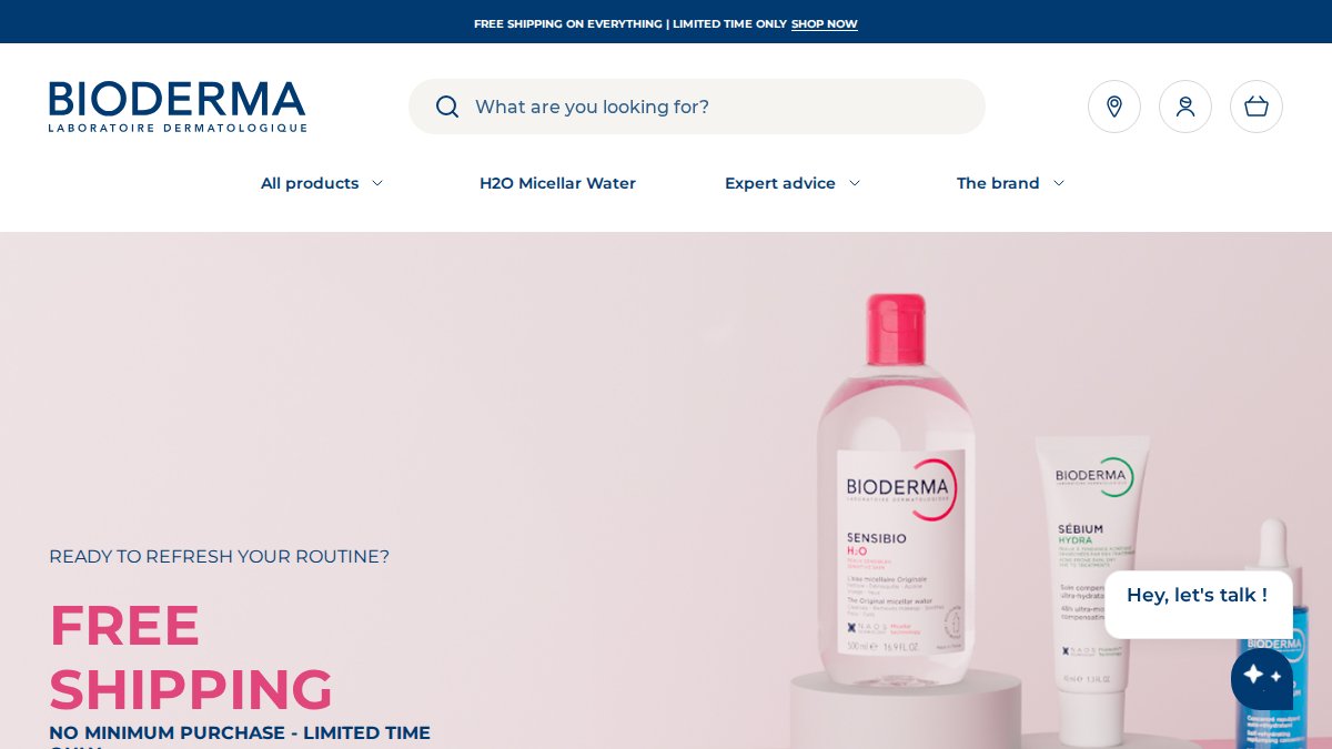 Screenshot of bioderma.us interface