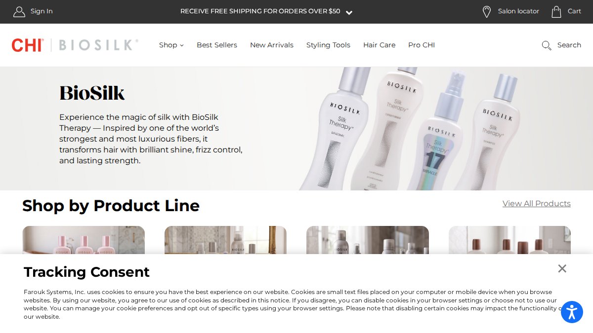 Screenshot of biosilk.com interface