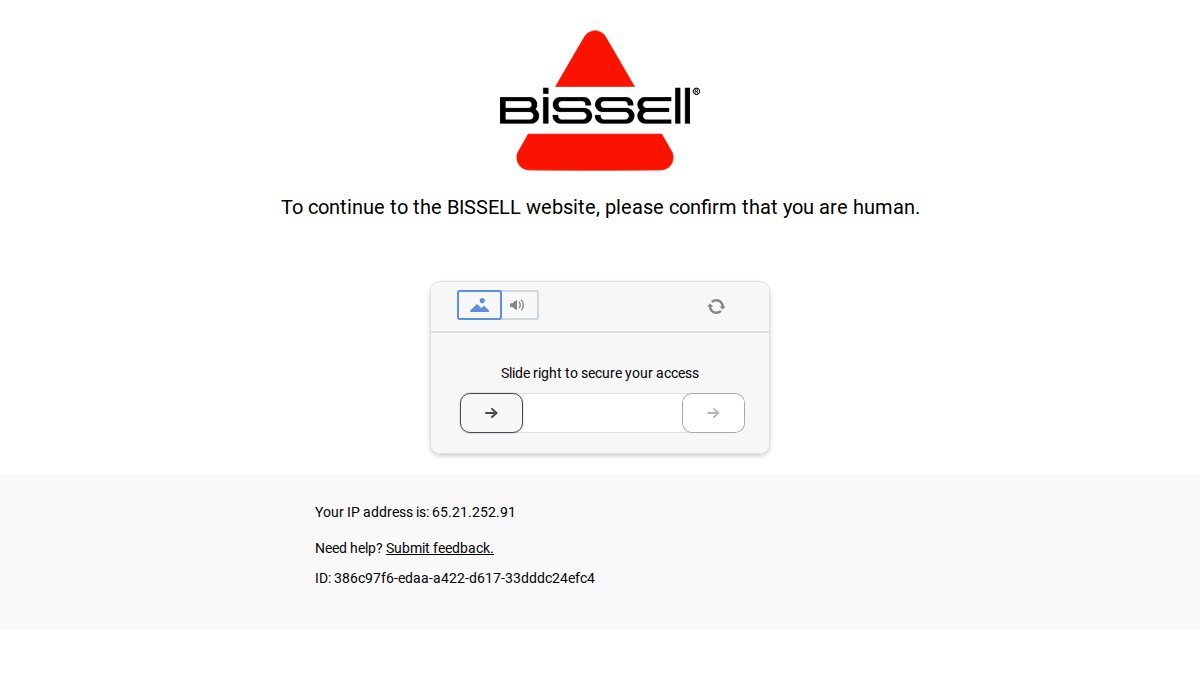 Screenshot of bissell.com interface