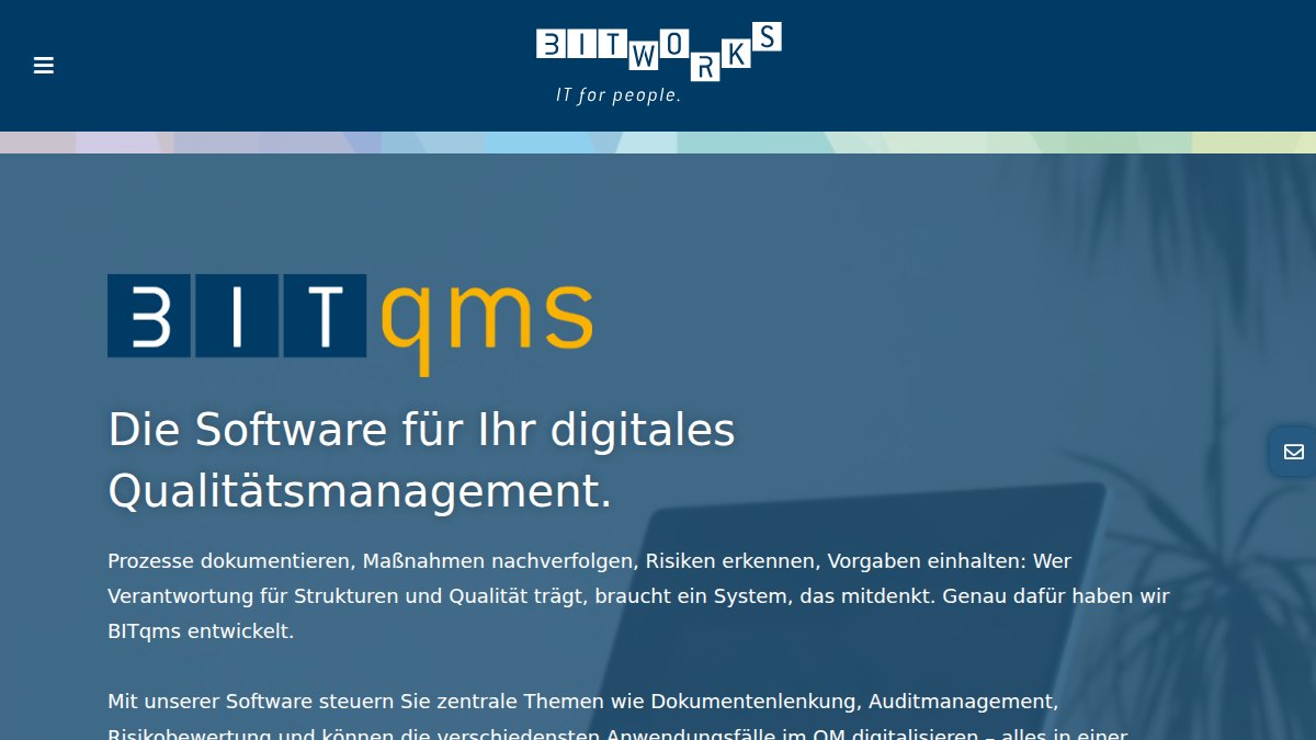 Screenshot of bitqms.de interface