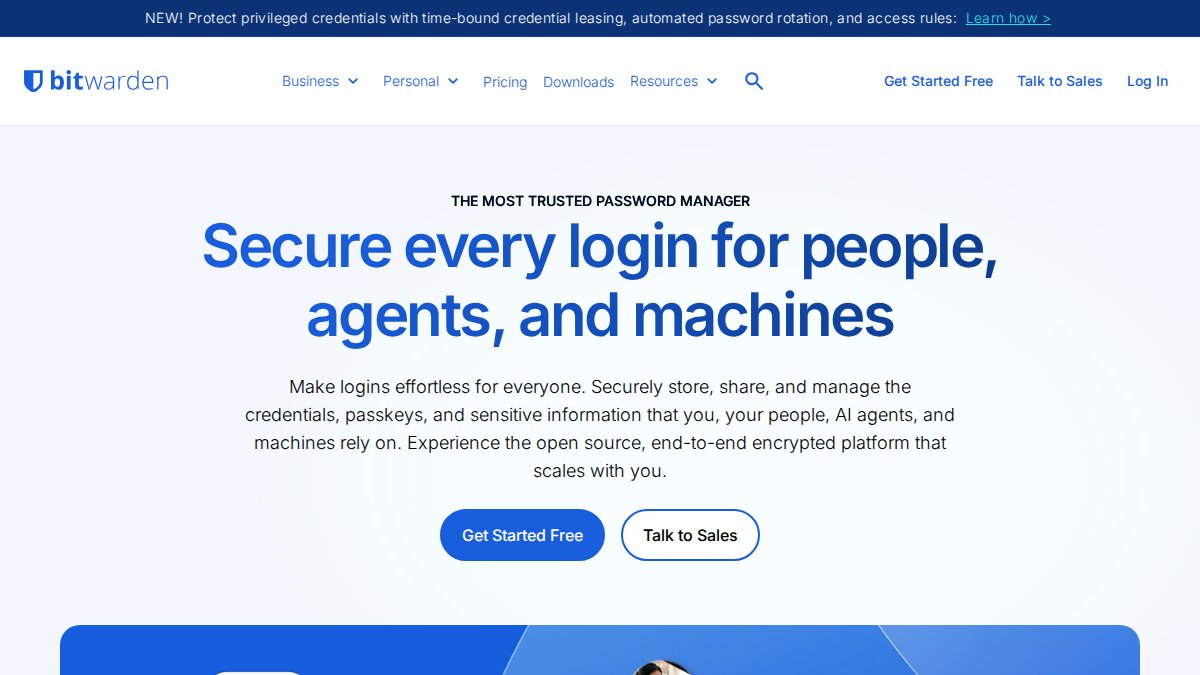 Screenshot of bitwarden.com interface