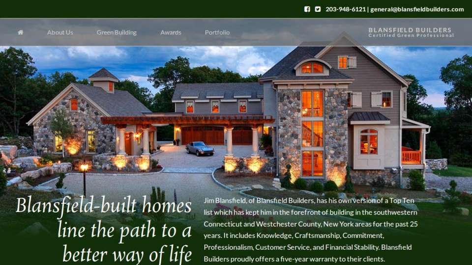 Screenshot of blansfieldbuilders.com interface