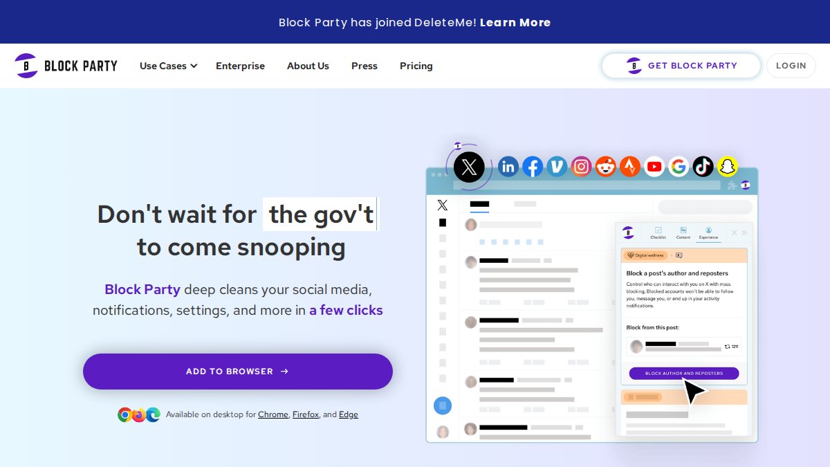 Screenshot of blockpartyapp.com interface