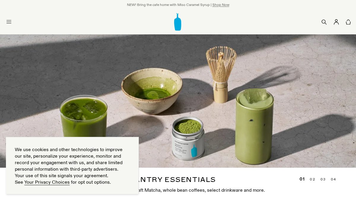Screenshot of bluebottlecoffee.com interface