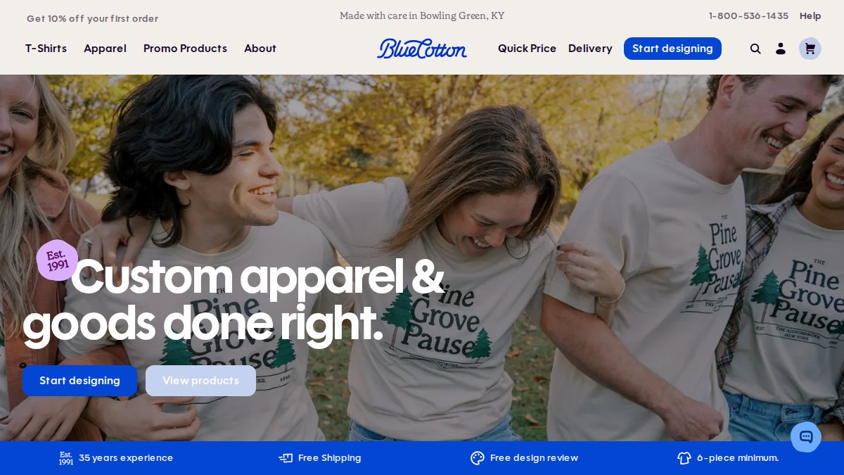 Screenshot of bluecotton.com interface