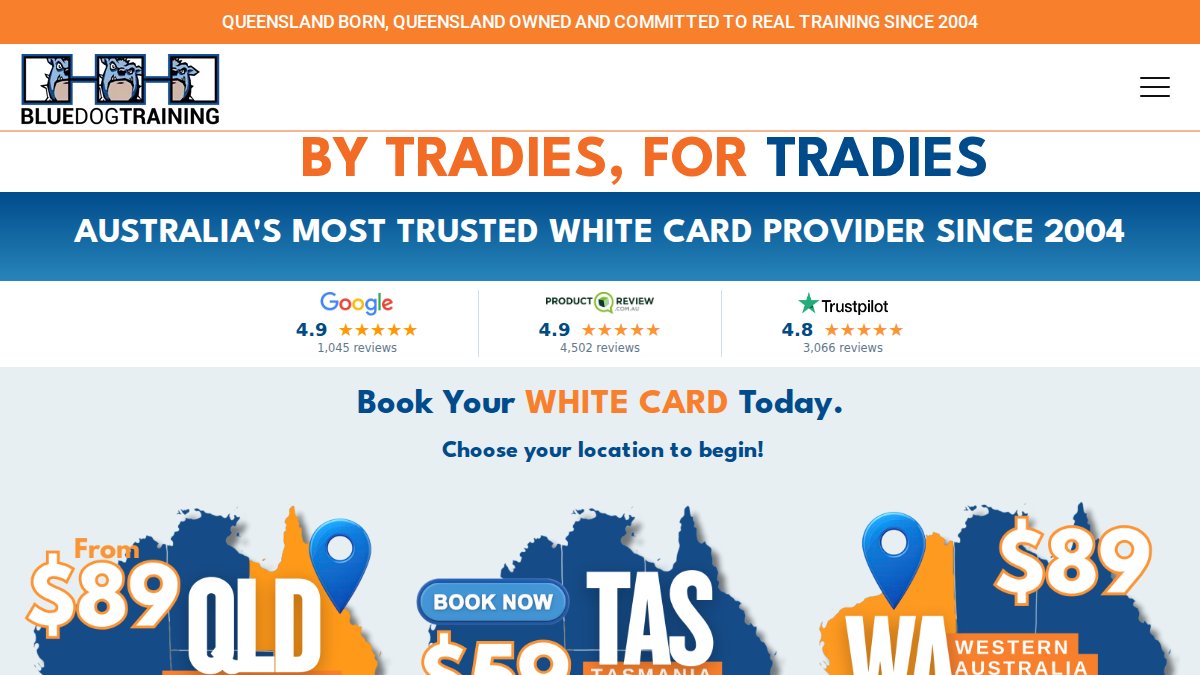 Screenshot of bluedogtraining.com.au interface