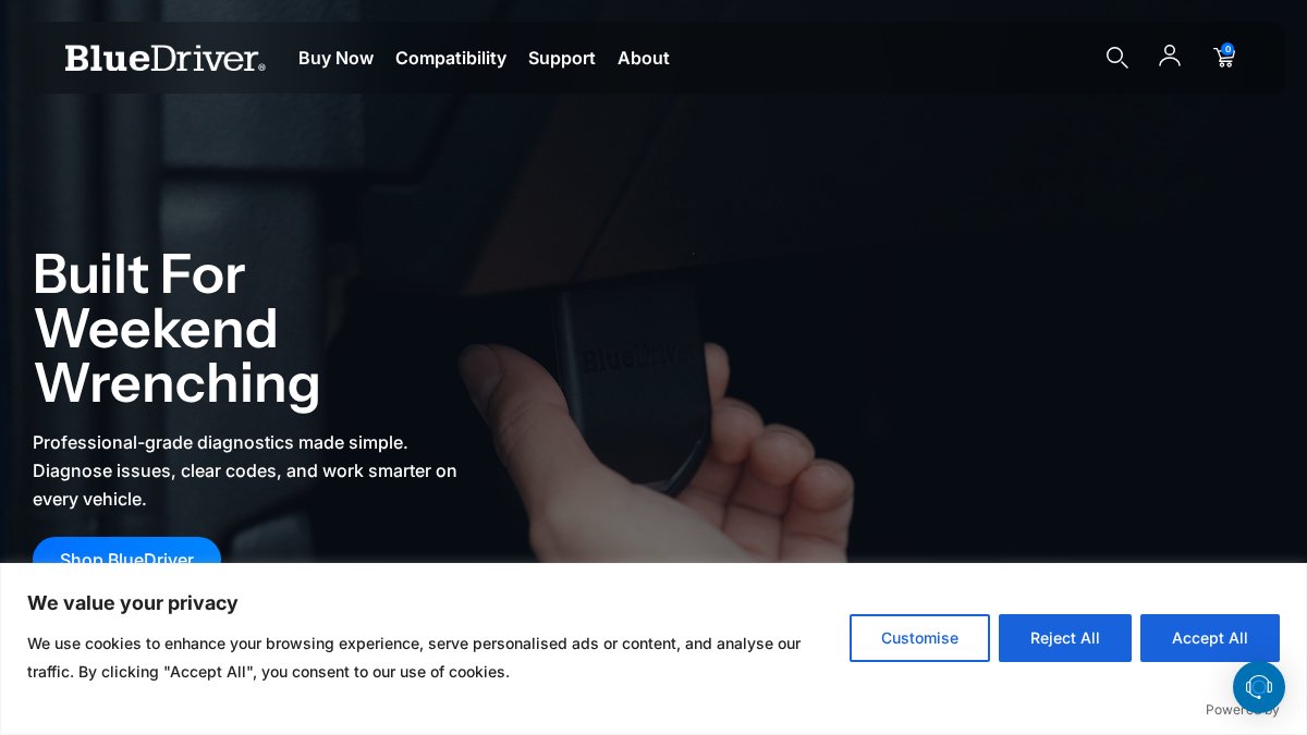Screenshot of bluedriver.com interface