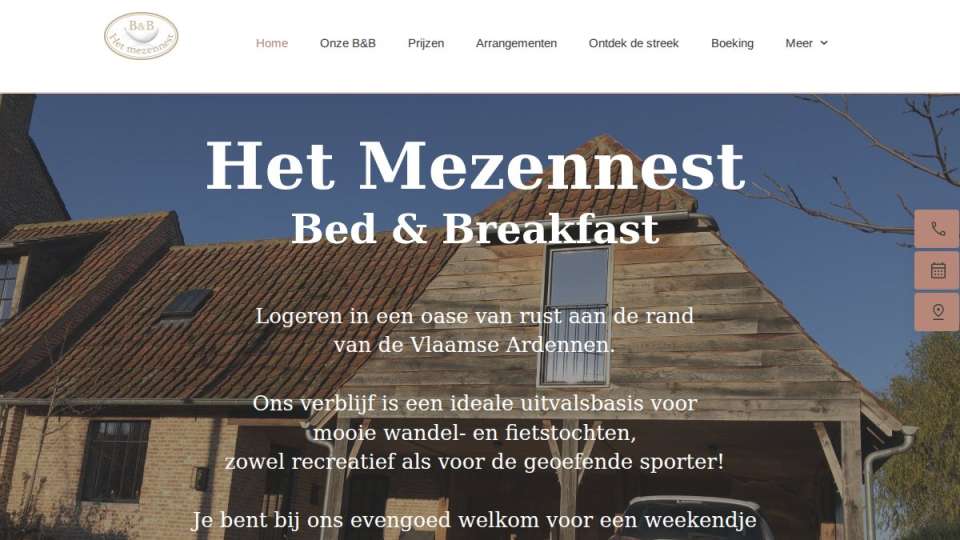 Screenshot of bnb-hetmezennest.be interface