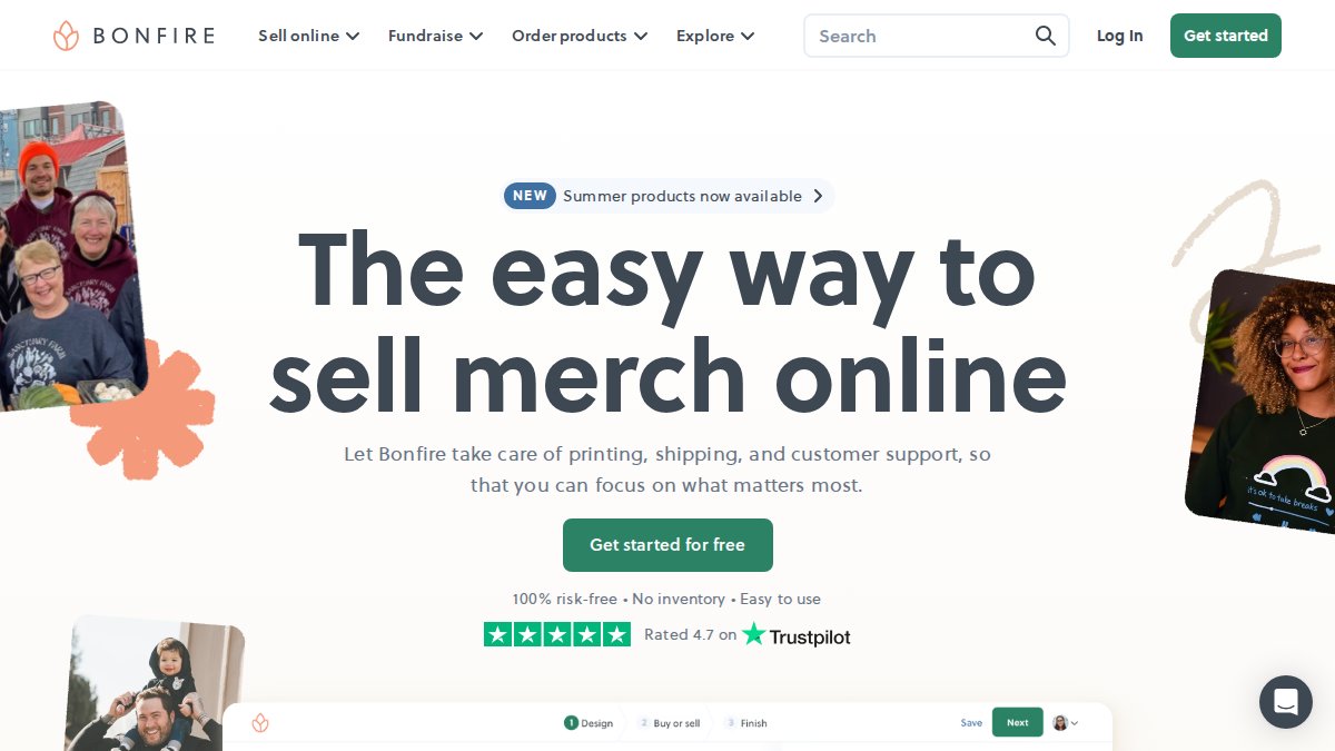 Screenshot of bonfire.com interface